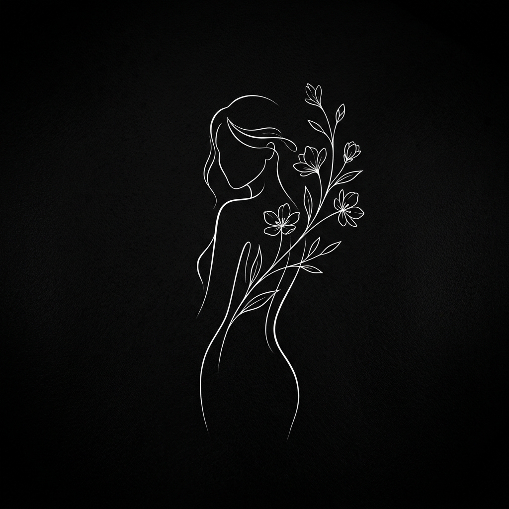 AI ile üretilmiş dövme tasarımı — kadın ve gül, fine line